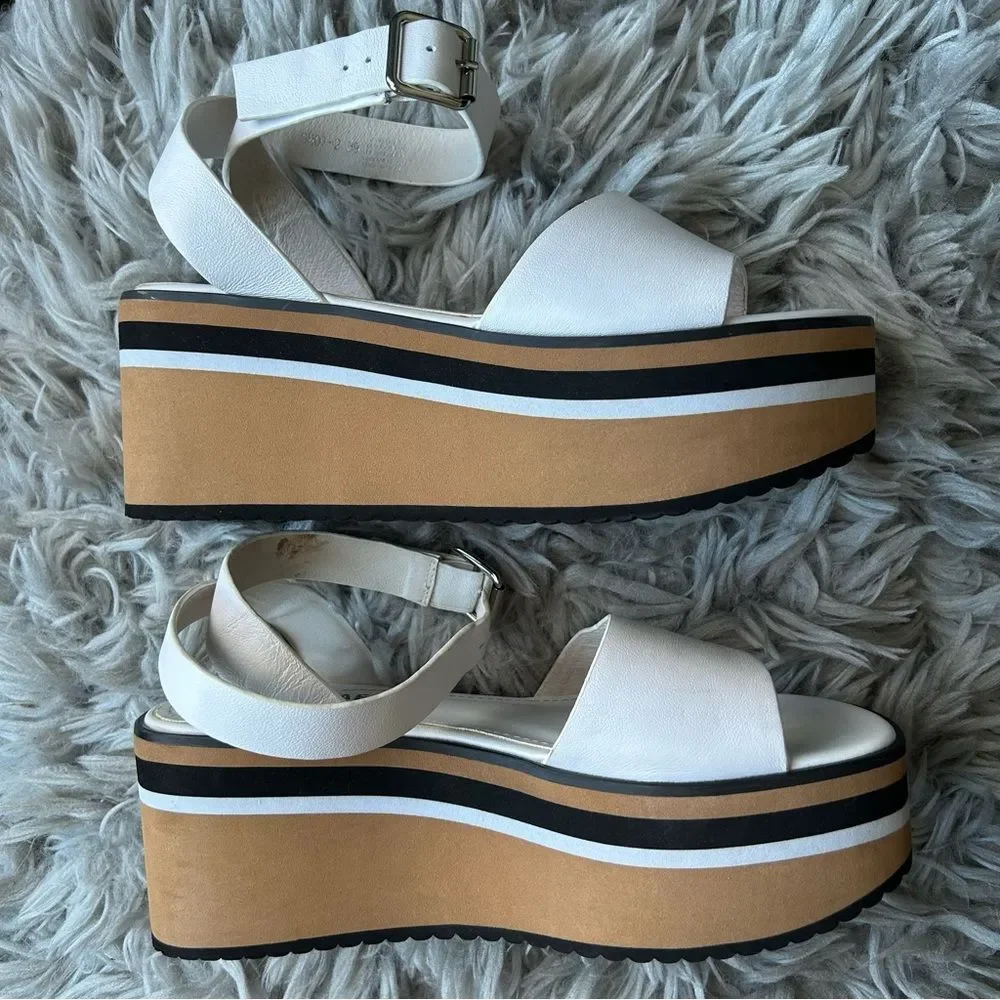 Alias Mae Oasis white leather chunky platform sandals women’s shoe size 8